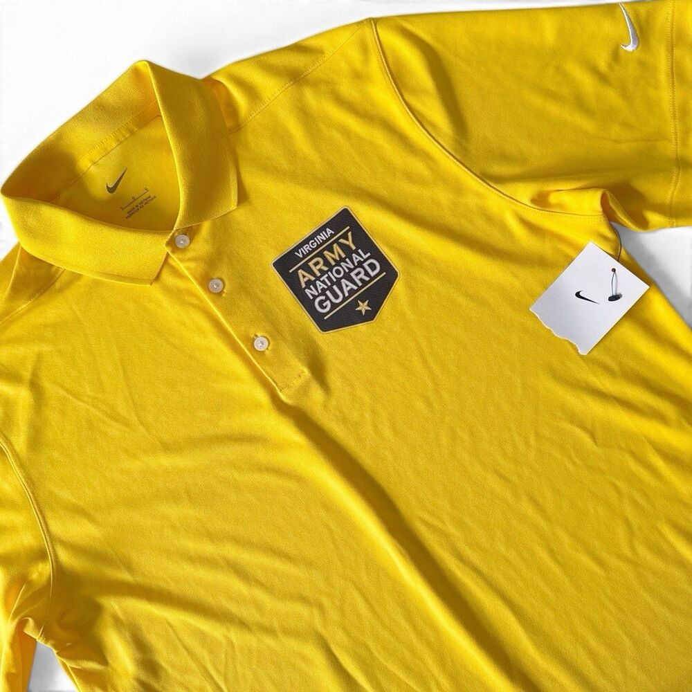 NEW NWT Virginia Army National Guard Nike Polo Shirt Yellow Men's Size L Large